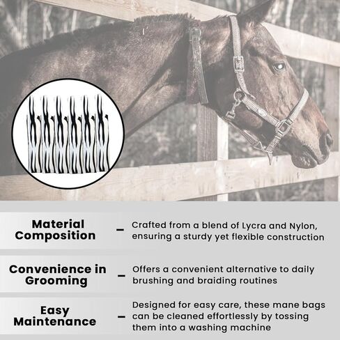 حقائب يد الحصان من رانش - تحمي عرف الحصان من الرياح والشمس والطين وتمنع التشابك والاحتكاك والكسر | مصنوع من الليكرا والنايلون - أبيض in Kuwait