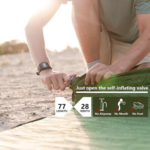 C·WILDYFIELD 4 INCH Thick Self Inflating Sleeping Pad with 9 R Value Foam Camping Mattress, Ultra Thick Comfort Camping Mattress, Inflatable Foam Camping Pad, Portable Comfortable Sleeping Pad in Saudi Arabia