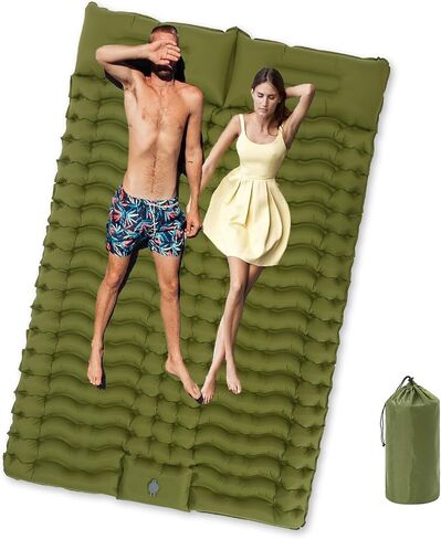Double Self Inflating Sleeping Camping Mattress Pad for 2 People with Built-in Foot Pump for Tent,Backpacking Hiking, Traveling, Portable Camping Mat… in Saudi Arabia