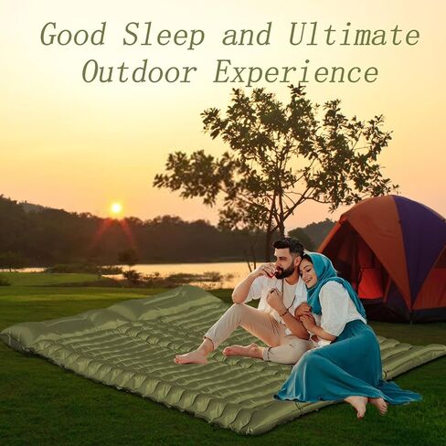 Double Self Inflating Sleeping Camping Mattress Pad for 2 People with Built-in Foot Pump for Tent,Backpacking Hiking, Traveling, Portable Camping Mat… in Saudi Arabia