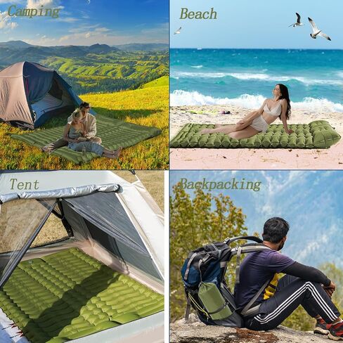 Double Self Inflating Sleeping Camping Mattress Pad for 2 People with Built-in Foot Pump for Tent,Backpacking Hiking, Traveling, Portable Camping Mat… in Saudi Arabia