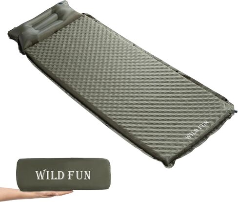 WILD FUN Sleeping Pad for Camping, Memory Foam Camping Mattress with Pillow, Self Inflating Camping Pad 1.2" Thick Foam, Air Mattress Inflatable Sleeping Mat for Backpacking,Hiking in Saudi Arabia