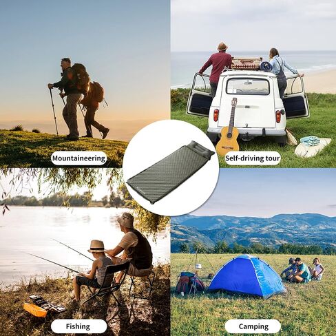 WILD FUN Sleeping Pad for Camping, Memory Foam Camping Mattress with Pillow, Self Inflating Camping Pad 1.2" Thick Foam, Air Mattress Inflatable Sleeping Mat for Backpacking,Hiking in Saudi Arabia