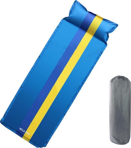 WILD FUN Sleeping Pad for Camping, Memory Foam Camping Mattress with Pillow, Self Inflating Camping Pad 1.2" Thick Foam, Air Mattress Inflatable Sleeping Mat for Backpacking,Hiking in Saudi Arabia