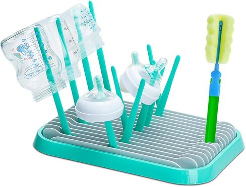 رف تجفيف زجاجات الأطفال / حامل مجفف حلمات زجاجات الأطفال من سونجواي / رف عالي السعة لتخزين حلمات الزجاجة وتنظيم التجفيف / مجفف موفر للمساحة (أخضر) in Kuwait