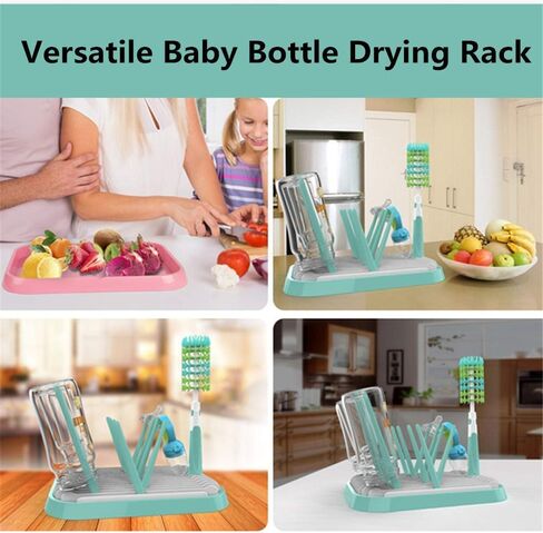 رف تجفيف زجاجات الأطفال / حامل مجفف حلمات زجاجات الأطفال من سونجواي / رف عالي السعة لتخزين حلمات الزجاجة وتنظيم التجفيف / مجفف موفر للمساحة (أخضر) in Kuwait
