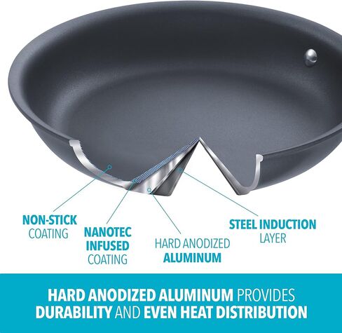 مقلاة بياليتي، طقم أواني طهي من الياقوت 10 قطع، رمادي in Kuwait