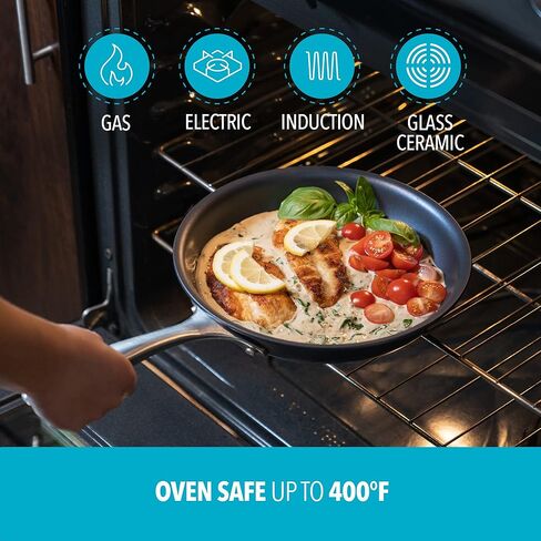 مقلاة بياليتي، طقم أواني طهي من الياقوت 10 قطع، رمادي in Kuwait