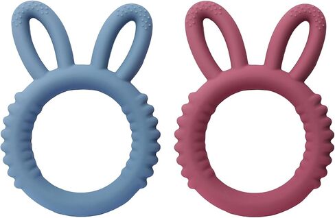 Baby Teething Toys 2pcs Safe Silicone Easter Teether Toy for Babies 0-12 Months 1-3 Years Baby Teething Relief Toys Easy to Hold Handles and Easy to Clean - BPA Free in Saudi Arabia