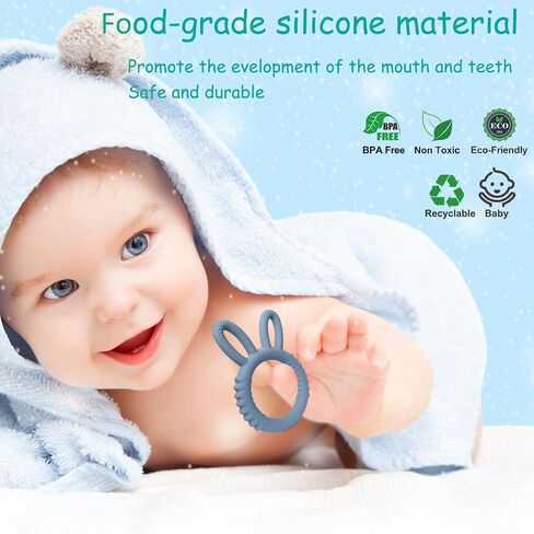 Baby Teething Toys 2pcs Safe Silicone Easter Teether Toy for Babies 0-12 Months 1-3 Years Baby Teething Relief Toys Easy to Hold Handles and Easy to Clean - BPA Free in Saudi Arabia