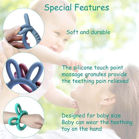 Baby Teething Toys 2pcs Safe Silicone Easter Teether Toy for Babies 0-12 Months 1-3 Years Baby Teething Relief Toys Easy to Hold Handles and Easy to Clean - BPA Free in Saudi Arabia
