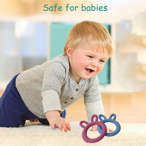 Baby Teething Toys 2pcs Safe Silicone Easter Teether Toy for Babies 0-12 Months 1-3 Years Baby Teething Relief Toys Easy to Hold Handles and Easy to Clean - BPA Free in Saudi Arabia