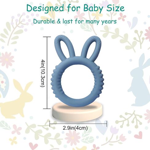 Baby Teething Toys 2pcs Safe Silicone Easter Teether Toy for Babies 0-12 Months 1-3 Years Baby Teething Relief Toys Easy to Hold Handles and Easy to Clean - BPA Free in Saudi Arabia
