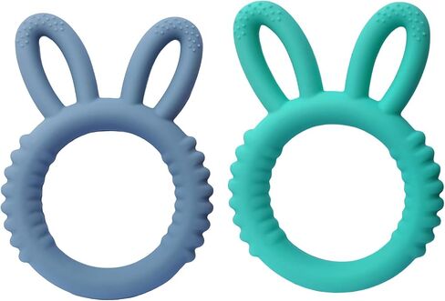 Baby Teething Toys 2pcs Safe Silicone Easter Teether Toy for Babies 0-12 Months 1-3 Years Baby Teething Relief Toys Easy to Hold Handles and Easy to Clean - BPA Free in Saudi Arabia