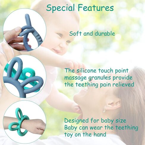 Baby Teething Toys 2pcs Safe Silicone Easter Teether Toy for Babies 0-12 Months 1-3 Years Baby Teething Relief Toys Easy to Hold Handles and Easy to Clean - BPA Free in Saudi Arabia