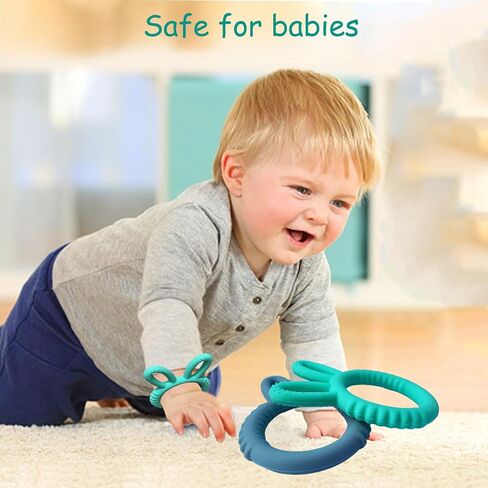 Baby Teething Toys 2pcs Safe Silicone Easter Teether Toy for Babies 0-12 Months 1-3 Years Baby Teething Relief Toys Easy to Hold Handles and Easy to Clean - BPA Free in Saudi Arabia