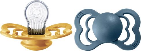 BIBS Pacifiers - Supreme Collection | BPA-Free Baby Pacifier | Made in Denmark | Set of 2 Mustard/Petrol Color Premium Soothers | Size 6-18 Months in Saudi Arabia