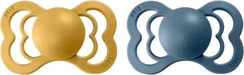 BIBS Pacifiers - Supreme Collection | BPA-Free Baby Pacifier | Made in Denmark | Set of 2 Mustard/Petrol Color Premium Soothers | Size 6-18 Months in Saudi Arabia