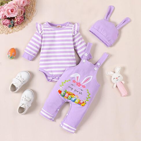 مجموعة ملابس VINUOKER Baby Girl My First عيد الفصح المكونة من 3 قطع من ملابس عيد الفصح للفتيات الصغيرات in Kuwait