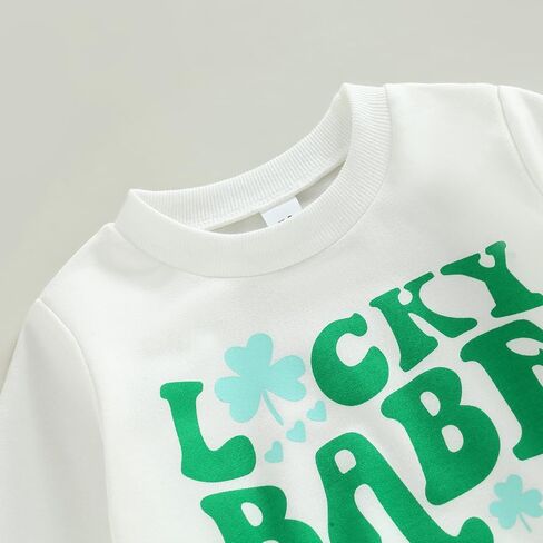 Baby Girl St. Patricks Day Outfit Lucky Babe Long Sleeve Crewneck Sweatshirt Flared Pants 2Pcs Set in Saudi Arabia