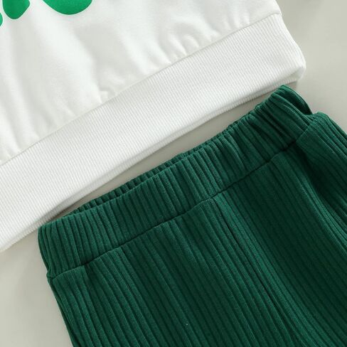 Baby Girl St. Patricks Day Outfit Lucky Babe Long Sleeve Crewneck Sweatshirt Flared Pants 2Pcs Set in Saudi Arabia