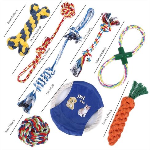 ألعاب حبل للكلاب من يورووان للمضغ العدواني، ألعاب مضغ قوية للكلاب لسلالات الكلاب الكبيرة والمتوسطة الحجم، ألعاب مضغ أسنان لطحن الكلاب، لعبة شد قطنية تفاعلية للكلاب، لعبة مضغ مجموعة من 8 قطع in Kuwait