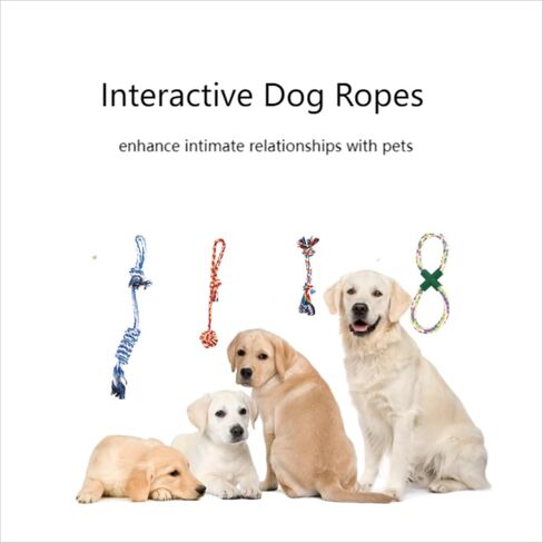 ألعاب حبل للكلاب من يورووان للمضغ العدواني، ألعاب مضغ قوية للكلاب لسلالات الكلاب الكبيرة والمتوسطة الحجم، ألعاب مضغ أسنان لطحن الكلاب، لعبة شد قطنية تفاعلية للكلاب، لعبة مضغ مجموعة من 8 قطع in Kuwait
