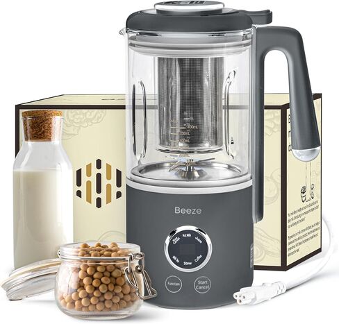 BEEZE Automatic Nut Milk Maker Machine - Make Almond, Soy, Oat, Cashew, Coconut Milk - Glass Blender, Built In Strainer, Smart Touch, 12-Hour Delay Timer in Saudi Arabia
