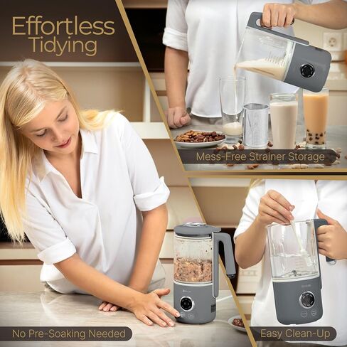 BEEZE Automatic Nut Milk Maker Machine - Make Almond, Soy, Oat, Cashew, Coconut Milk - Glass Blender, Built In Strainer, Smart Touch, 12-Hour Delay Timer in Saudi Arabia