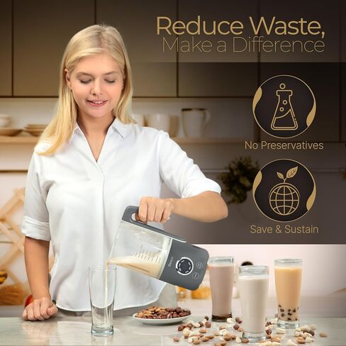 BEEZE Automatic Nut Milk Maker Machine - Make Almond, Soy, Oat, Cashew, Coconut Milk - Glass Blender, Built In Strainer, Smart Touch, 12-Hour Delay Timer in Saudi Arabia
