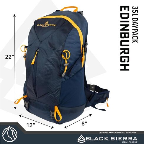 حقيبة ظهر خفيفة الوزن سعة 35 لتر من Black Sierra Equipment للمشي لمسافات طويلة والتخييم، مقاومة للماء مع أحزمة كتف مبطنة ولوحة خلفية قابلة للتنفس لتوفير الراحة والدعم in Kuwait