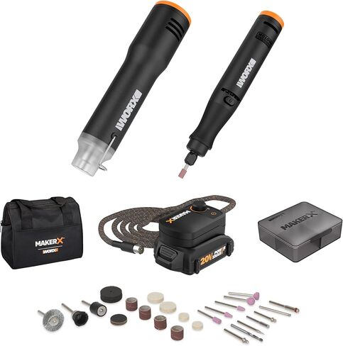 Worx WX989L 20V MAKERX 2-Pc Combo Kit - أداة دوارة + مسدس حراري مع 42 ملحقًا in Kuwait