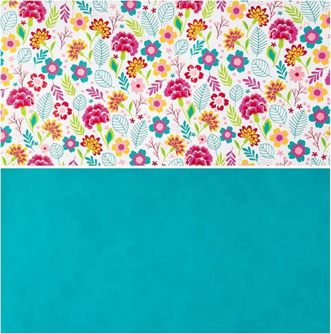 LeZakaa Reversible Floral Wrapping Paper Jumbo Roll - Flower in Blue & White Dot in Pink - 24 inches x 100 Feet (200 sq.ft.) in Saudi Arabia