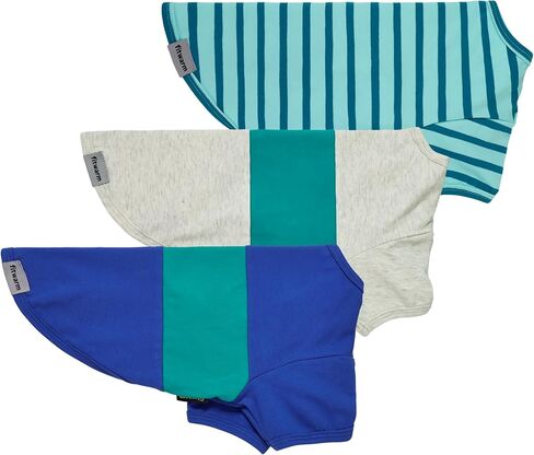 Fitwarm 3 قطع من قمصان الكلاب المخططة ذات الألوان المتعددة، ملابس صيفية للكلاب الصغيرة، تي شيرت خفيف الوزن يسمح بمرور الهواء للحيوانات الأليفة بأكمام، زي للقطط، أزرق ملكي، رمادي، أزرق مخضر، متوسط in Kuwait