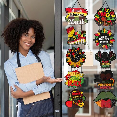 زخارف شهر التاريخ الأسود لباب الحائط لافتة معلقة، علامة شهر التاريخ الأسود زخرفة المساواة والحرية والتضامن، ديكور المهرجان الأمريكي الأفريقي لحفلة الفصل الدراسي في المنزل in Kuwait