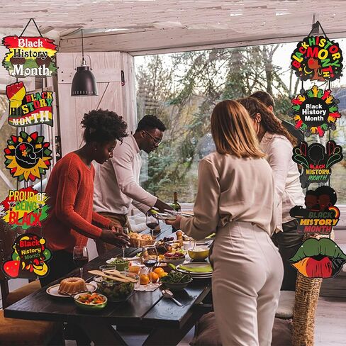 زخارف شهر التاريخ الأسود لباب الحائط لافتة معلقة، علامة شهر التاريخ الأسود زخرفة المساواة والحرية والتضامن، ديكور المهرجان الأمريكي الأفريقي لحفلة الفصل الدراسي في المنزل in Kuwait