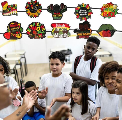 زخارف شهر التاريخ الأسود لباب الحائط لافتة معلقة، علامة شهر التاريخ الأسود زخرفة المساواة والحرية والتضامن، ديكور المهرجان الأمريكي الأفريقي لحفلة الفصل الدراسي في المنزل in Kuwait