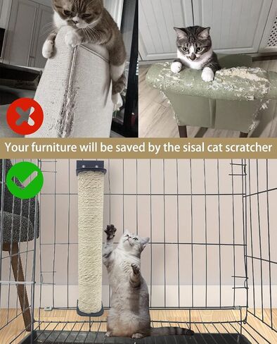 VCEPJH 2 Pcs Cat Scratching Post for Crate Cage Mounted Cat Scratcher Natural Sisal Scratch for Scratching and Climbing Furniture 15x2.7inches (Yellow) in Saudi Arabia