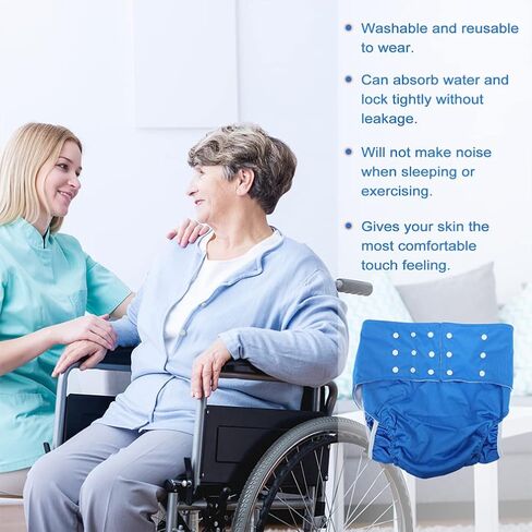 EXCEART 2 قطعة حفاضات الكبار قابلة لإعادة الاستخدام حفاضات الكبار قابل للغسل حفاضات القماش المضادة للتسرب حفاضات الكبار لكبار السن سلس البول النساء الرجال in Saudi Arabia