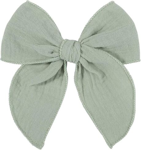 5.5 Inch Sky Blue Fable Hair Bow: Handmade Linen Cotton Hair Clip for Girls - 1 PCS in Saudi Arabia