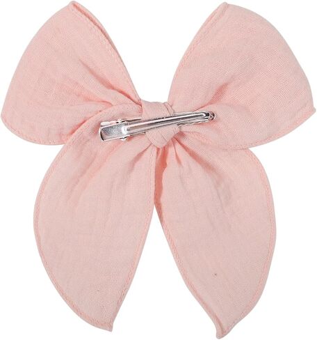 5.5 Inch Sky Blue Fable Hair Bow: Handmade Linen Cotton Hair Clip for Girls - 1 PCS in Saudi Arabia