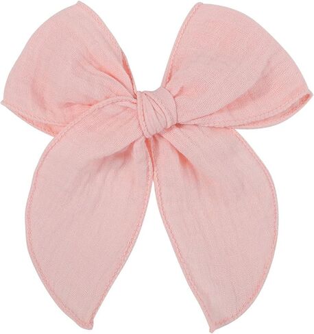 5.5 Inch Sky Blue Fable Hair Bow: Handmade Linen Cotton Hair Clip for Girls - 1 PCS in Saudi Arabia