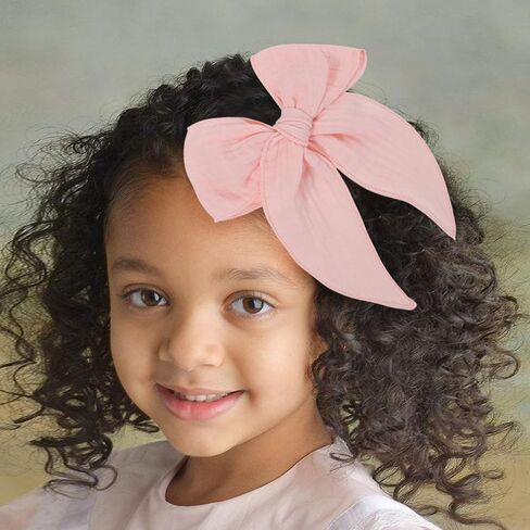 5.5 Inch Sky Blue Fable Hair Bow: Handmade Linen Cotton Hair Clip for Girls - 1 PCS in Saudi Arabia