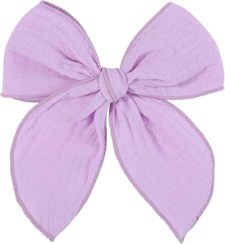 5.5 Inch Sky Blue Fable Hair Bow: Handmade Linen Cotton Hair Clip for Girls - 1 PCS in Saudi Arabia