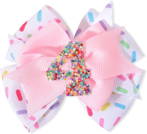 Sprinkle Confetti Hair Bow - First Birthday Pink Party Decoration for Baby Girls, Ice Cream Theme 1st Birthday (3th Girls Hair Bow) in Saudi Arabia