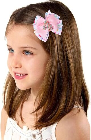 Sprinkle Confetti Hair Bow - First Birthday Pink Party Decoration for Baby Girls, Ice Cream Theme 1st Birthday (3th Girls Hair Bow) in Saudi Arabia