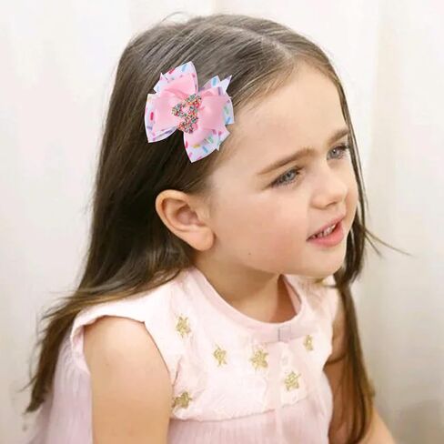 Sprinkle Confetti Hair Bow - First Birthday Pink Party Decoration for Baby Girls, Ice Cream Theme 1st Birthday (3th Girls Hair Bow) in Saudi Arabia