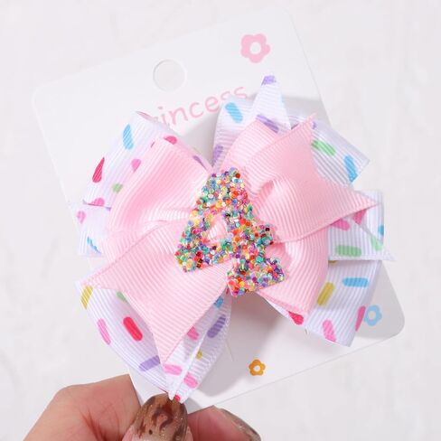Sprinkle Confetti Hair Bow - First Birthday Pink Party Decoration for Baby Girls, Ice Cream Theme 1st Birthday (3th Girls Hair Bow) in Saudi Arabia