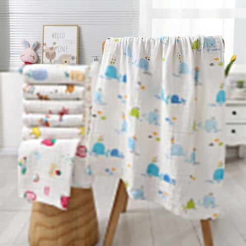 منشفة حمام بغطاء للرأس للأطفال من بلو ويل، مقاس 23.6 سم × 51.1 سم، من قطن الموسلين فائق النعومة للرضع، منشفة حمام سباحة، رداء حمام مع آذان لطيفة in Kuwait