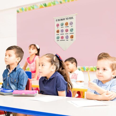 Guiqulai من الجيد أن تشعر بالصحة العقلية على الحائط لافتة علم قماشية و42 قطعة من الملصقات العاطفية ديكور غرفة الأطفال وغرفة النوم وغرفة النوم هدية عيد الميلاد in Kuwait